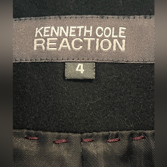 Kenneth Cole Reaction Black Wool Coat Sz 4 - Picture 2 of 8